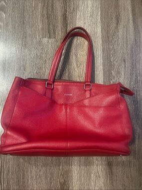 Cole Haan x American Airlines Bright Red Leather Tote with Double Handles